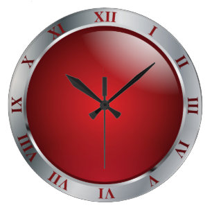 Grande Horloge Ronde Simplement argent et rouge