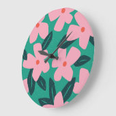 Grande Horloge Ronde Simplicité florale : Beauté Abstraite (Angle)