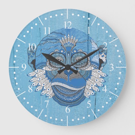 Grande Horloge Ronde Singe bleu de la tribu (Recto)