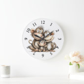 Grande Horloge Ronde Singes mignons (Maison)
