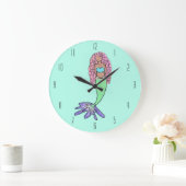Grande Horloge Ronde sirène arc-en-ciel rose bleu pourpre vert noir bou (Maison)