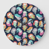 Grande Horloge Ronde Sirènes : motif sans soudure fantaisiste. (Recto)