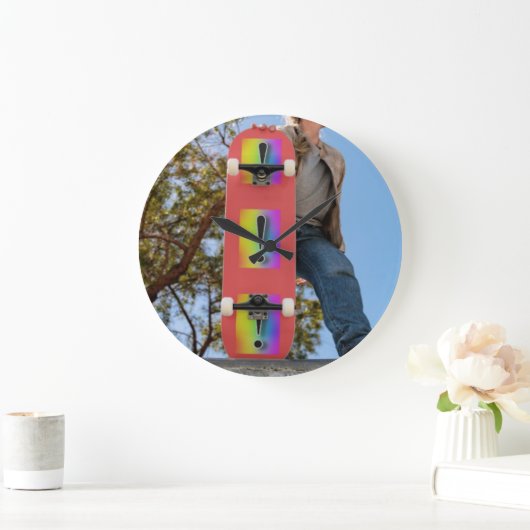 Grande Horloge Ronde Skateboard Acrylique (Maison)