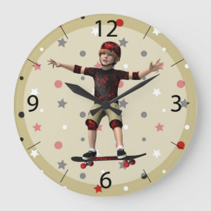 Grande Horloge Ronde Skateboardeur