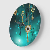 Grande Horloge Ronde Skeleton Keys on Green Background (Angle)