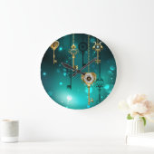 Grande Horloge Ronde Skeleton Keys on Green Background (Maison)
