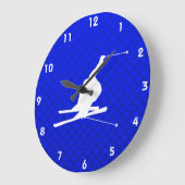 Grande Horloge Ronde Ski bleu de neige (Angle)
