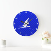 Grande Horloge Ronde Ski bleu de neige (Maison)