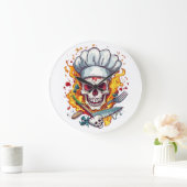 Grande Horloge Ronde Skull Chef Kitchen Master (Maison)