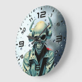 Grande Horloge Ronde Skull Rider Synth-Punk Wall Clock (Angle)