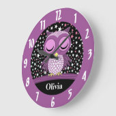 Grande Horloge Ronde sleepy cute owl (Angle)