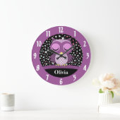 Grande Horloge Ronde sleepy cute owl (Maison)