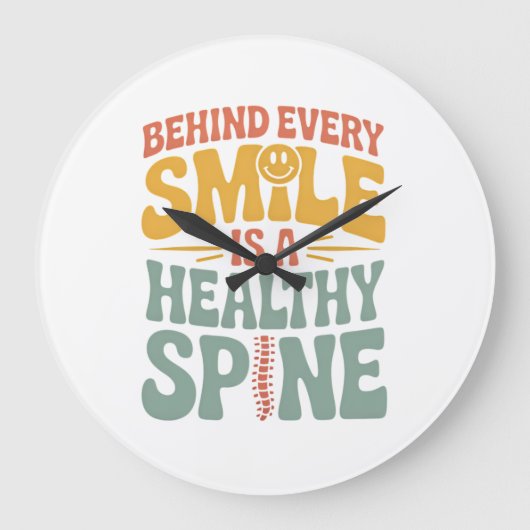Grande Horloge Ronde Smile Healthy Spine Chiropractor Conception de dev (Recto)