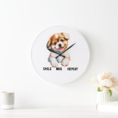 GRANDE HORLOGE RONDE SMILE QUEUE RÉPÉTER -CHIEN MIGNON (Maison)