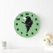 Grande Horloge Ronde Smiling Black Raven Silhouette (Maison)