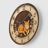 Grande Horloge Ronde Smiling Orange Tabby Nature (Angle)
