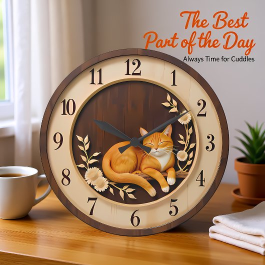Grande Horloge Ronde Smiling Orange Tabby Nature