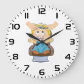 Grande Horloge Ronde Smiling School Boy avec sac à dos (Recto)