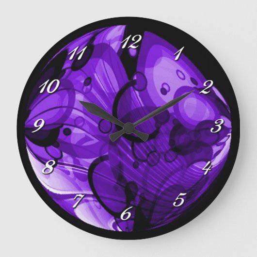 Grande Horloge Ronde Smokey purple Abstract Wall Clock (Recto)
