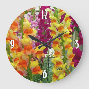 Grande Horloge Ronde Snapdragons colorés floraux