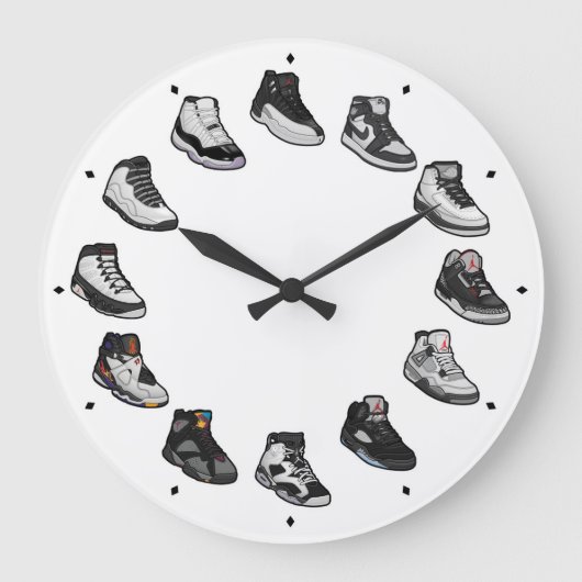 Grande Horloge Ronde Sneaker Acrylic Wall Clock (Black / White) (Recto)