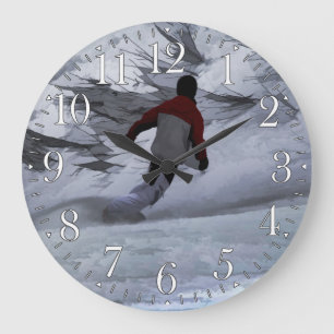 Grande Horloge Ronde Snowboarder Carving the Mountain Winter Sport