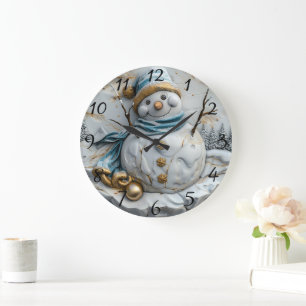 Grande Horloge Ronde Snowman à la fête de Noël