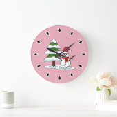 Grande Horloge Ronde Snowman avec Snowman Pine Tree (Maison)