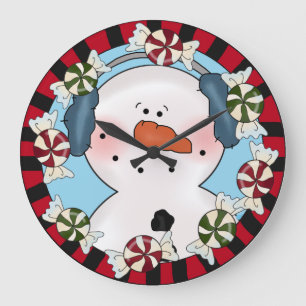 Grande Horloge Ronde Snowman Clock