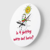 Grande Horloge Ronde Snowman Humor Is It Getting Warm Out Here (Angle)