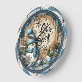 Grande Horloge Ronde Snowman Let It Snow Blue (Angle)