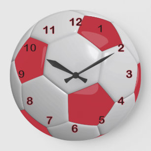 Grande Horloge Ronde Soccer Ball   Dark Red