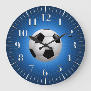 Grande Horloge Ronde Soccer de sport cool Blue