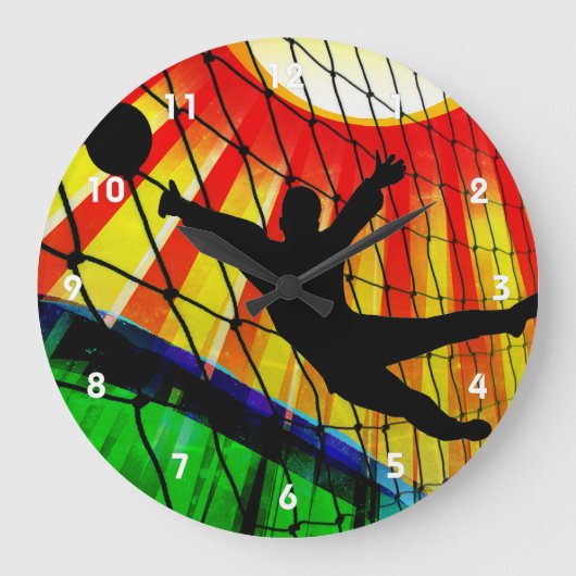 Grande Horloge Ronde Soccer Goalie, Net & Grass (Recto)