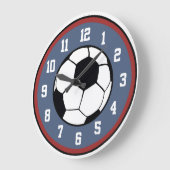 Grande Horloge Ronde Soccer Red White and Blue (Angle)