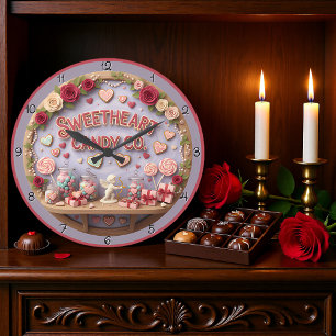 Grande Horloge Ronde Société de bonbons Sweetheart pour la Saint-Valent