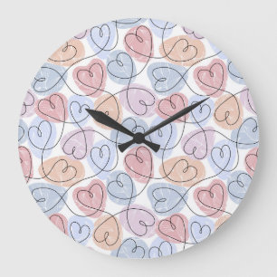 Grande Horloge Ronde Soft Hearts : Continuous Line Valentine's