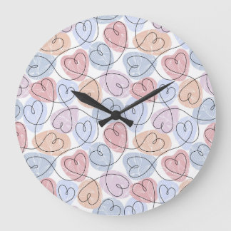 Grande Horloge Ronde Soft Hearts : Continuous Line Valentine's