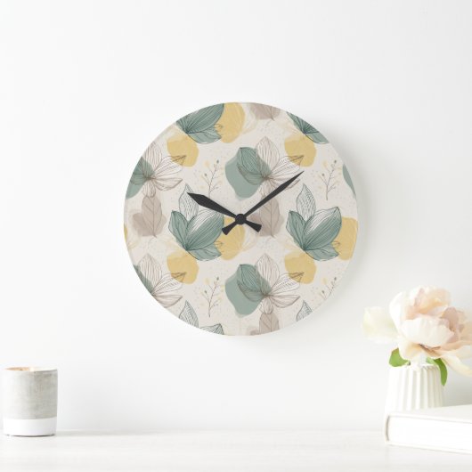 Grande Horloge Ronde Soft Spring Botanical Wall Clock (Maison)