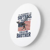 Grande Horloge Ronde Softball Brother Patriotic Vintage Engraving Shirt (Angle)