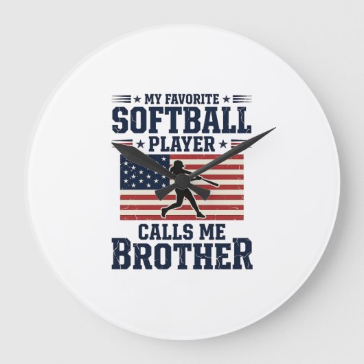 Grande Horloge Ronde Softball Brother Patriotic Vintage Engraving Shirt (Recto)