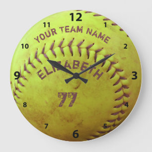 Grande Horloge Ronde Softball Dirty Name Numéro d'équipe Ball Clock