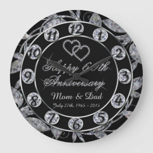 Grande Horloge Ronde Soixantième nombres de feuille heureux de diamant