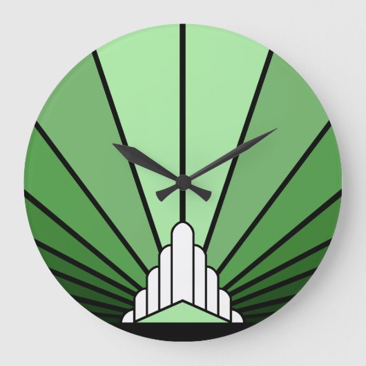 Grande Horloge Ronde Soleil Art déco dans cadenas vert (Recto)