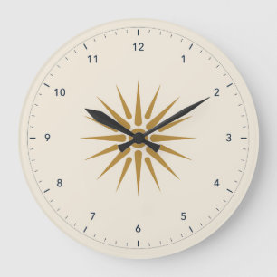 Grande Horloge Ronde Soleil de Vergina sur ivoire avec chiffres d'heure