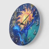 Grande Horloge Ronde Soleil et incendie Abstraits (Angle)