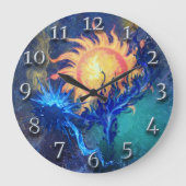 Grande Horloge Ronde Soleil et incendie Abstraits (Recto)