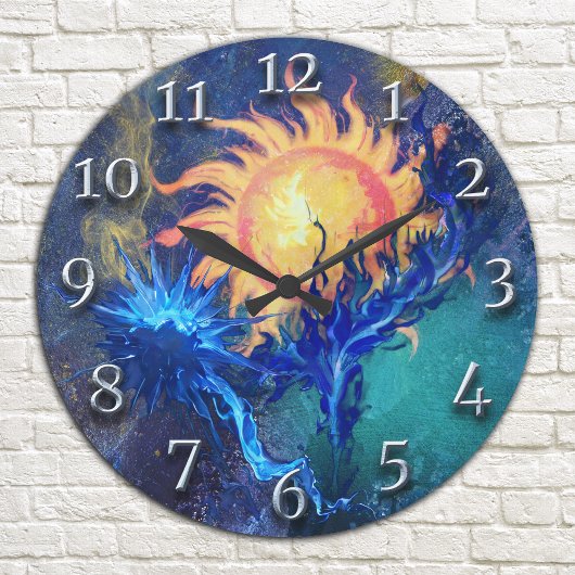 Grande Horloge Ronde Soleil et incendie Abstraits