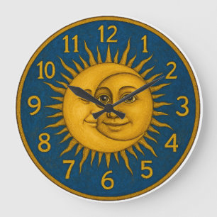 Grande Horloge Ronde Soleil et Lune