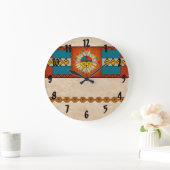 Grande Horloge Ronde Soleil Katsina (Kachina) en plumes (Maison)